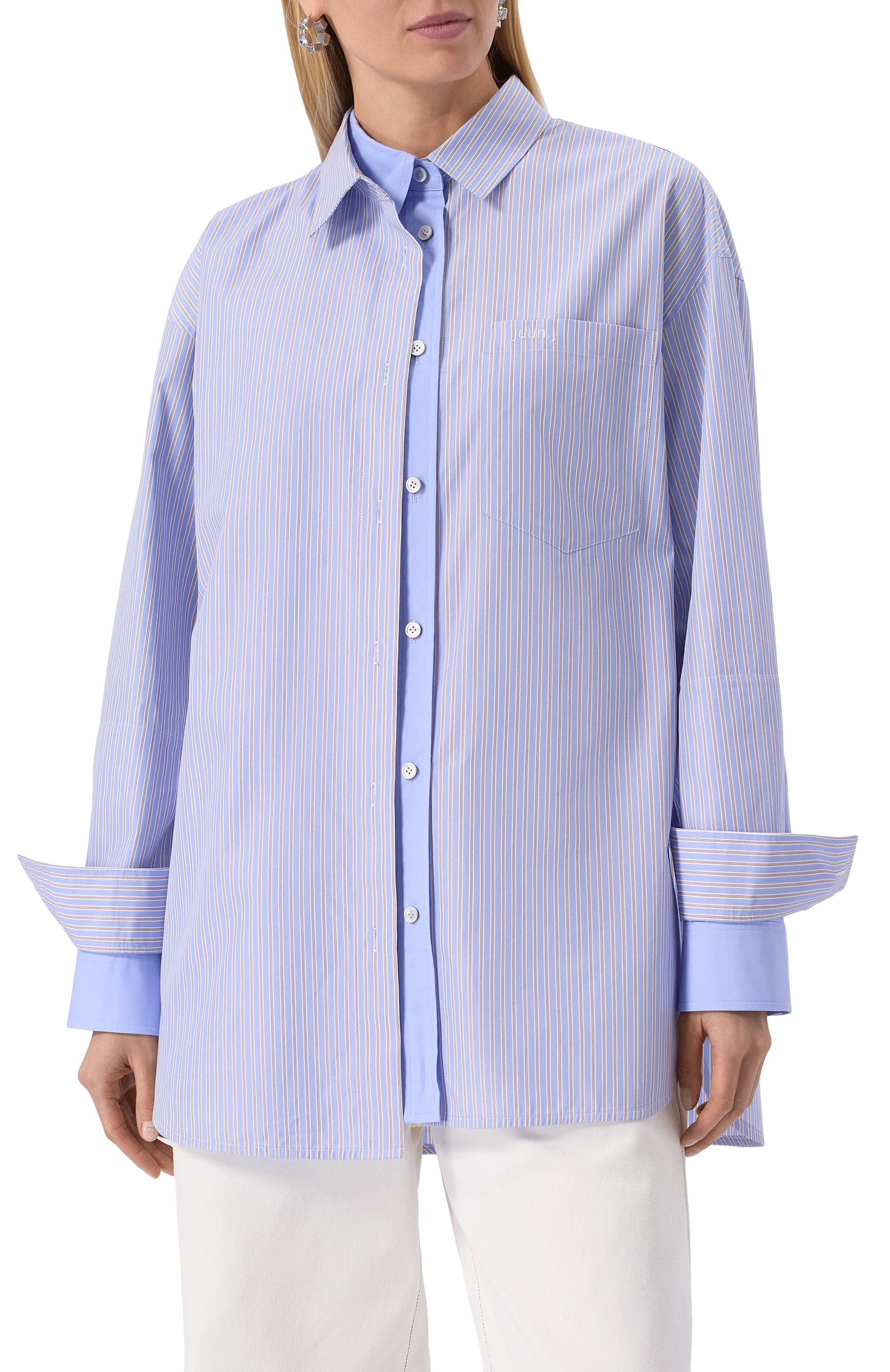 Хлопковая рубашка JUUN.J голубого цвета по цене 76100 руб., арт. JW5164W02Q, фото 3 Хлопковая рубашка JUUN.J, арт. JW5164W02Q, фото 3