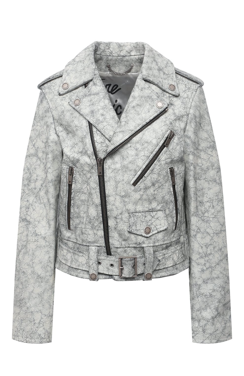 Кожаная куртка GOLDEN GOOSE DELUXE BRAND серого цвета по цене 108000 руб., арт. GWP00848.P000556, фото 1 Кожаная куртка GOLDEN GOOSE DELUXE BRAND, арт. GWP00848.P000556, фото 1