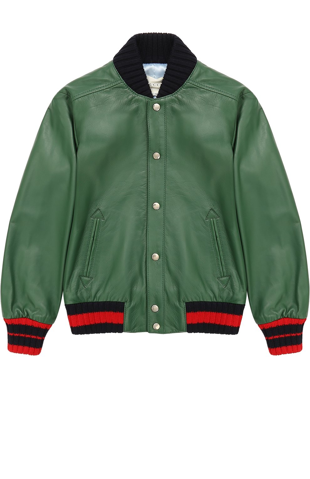 Кожаный бомбер с контрастными манжетами GUCCI, арт. 459224/XG355, фото 1