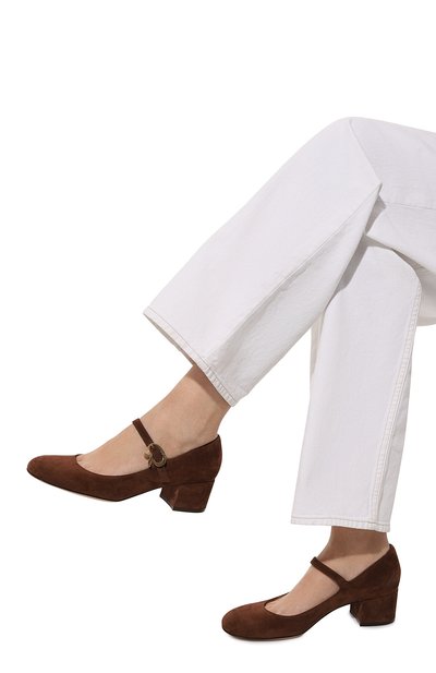 Замшевые туфли mary ribbon GIANVITO ROSSI, арт. G22101.45RIC.CAMBR0W, фото 3