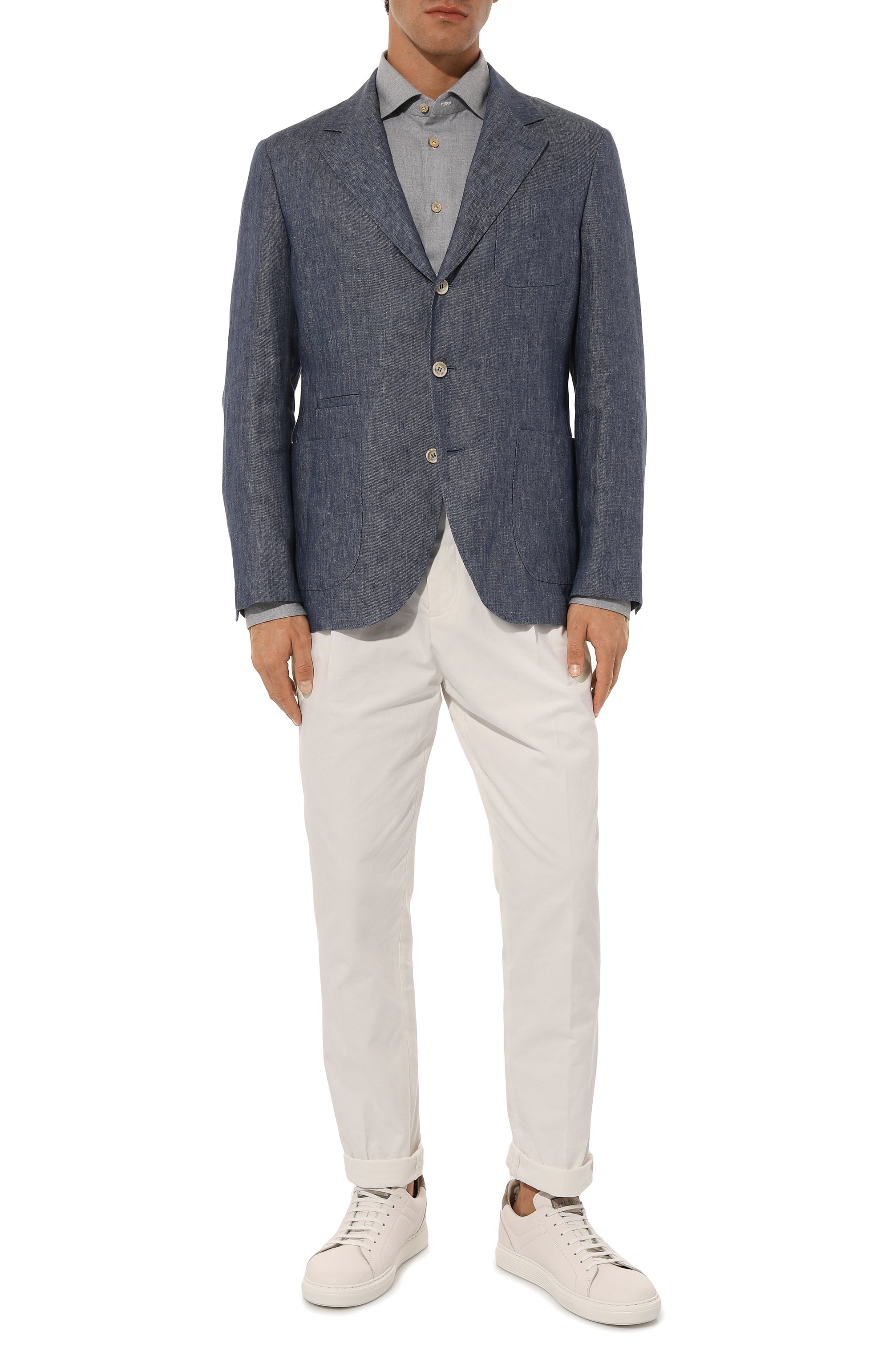 Льняной пиджак BRUNELLO CUCINELLI синего цвета по цене 327000 руб., арт. MS4987BND, фото 2 Льняной пиджак BRUNELLO CUCINELLI, арт. MS4987BND, фото 2