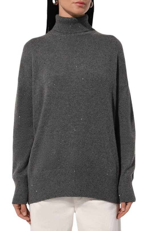 Свитер из кашемира и шелка Brunello Cucinelli M73539914P Серый  M73539914P Фото 3