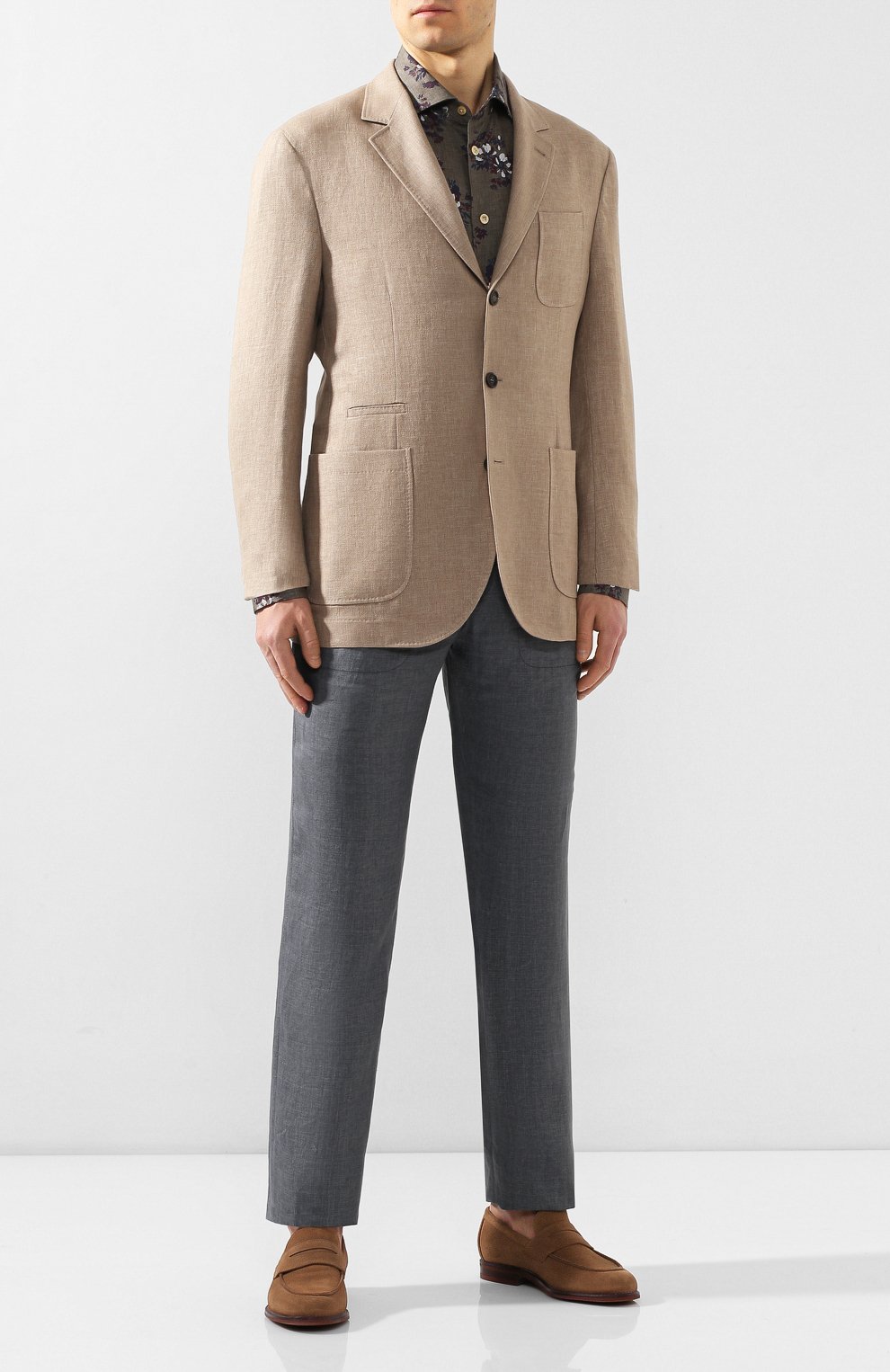 Льняные брюки BRIONI серого цвета по цене 85250 руб., арт. RPMJ0M/P6114/NEW JAMAICA, фото 2 Льняные брюки BRIONI, арт. RPMJ0M/P6114/NEW JAMAICA, фото 2