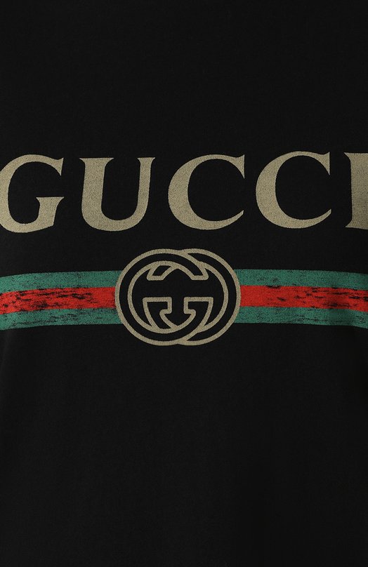 Хлопковая футболка Gucci 457095/X5L89 Чёрный  457095/X5L89 Фото 5