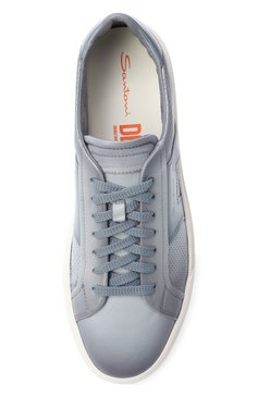 Мужские кожаные кеды double buckle SANTONI голубого цвета, арт. MBGG22068PNNTFG0 | Фото 6 (Материал внешний: Натуральная кожа; Материал внутренний: Натуральная кожа; Подошва: Массивная; Стили: Классический; Материал утеплителя: Без утеплителя; Кросс-КТ: Низкие)