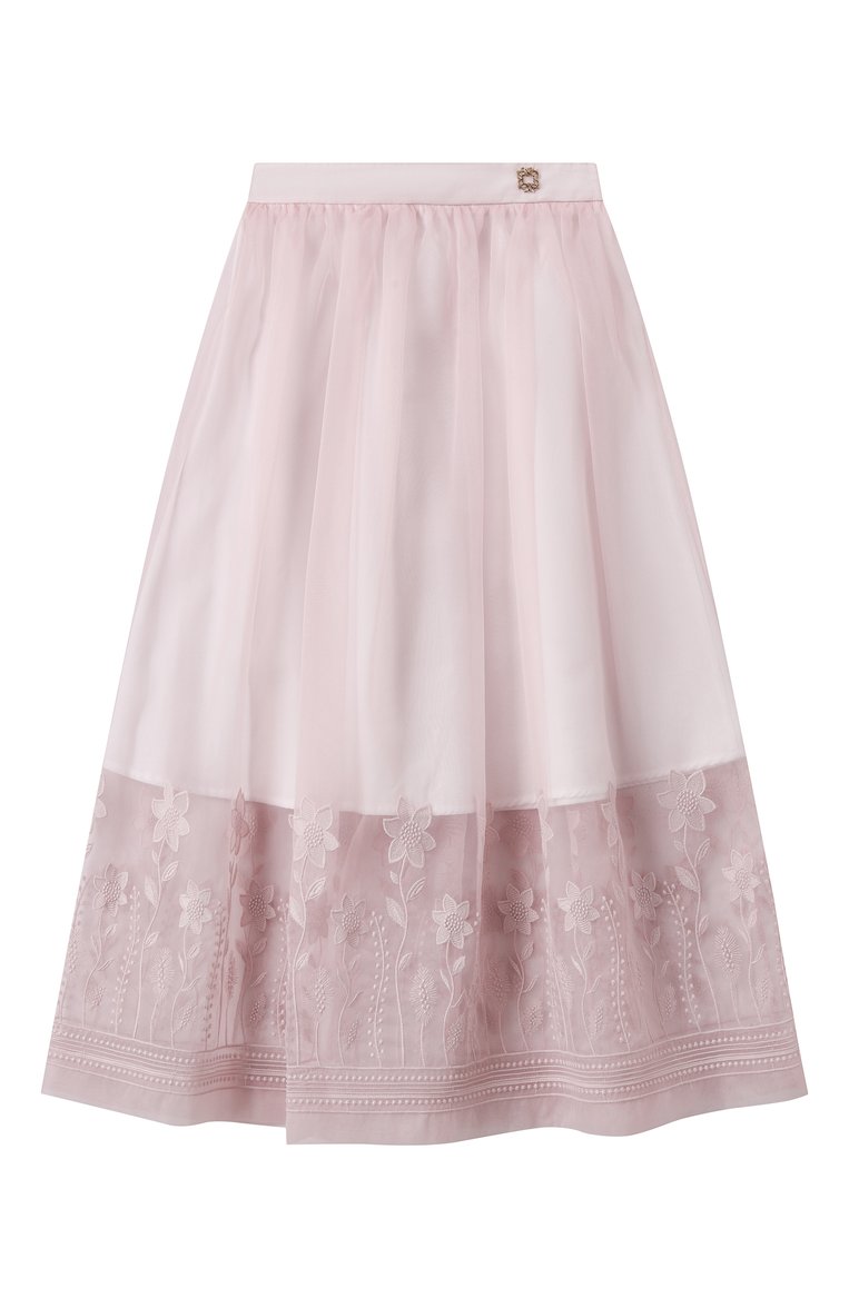 Детская юбка ELIE SAAB JUNIOR с�ветло-розового цвета, арт. EFG0021 MX TS1025 | Фото 1 (Нос: Не проставлено; Материал подклада: Хлопок; Случай: Вечерний; Материал внешний: Синтетический материал; Автоматизация состава: Проставлено; Ростовка одежда: 6 лет | 116 см, 12 лет | 152 см, 13 - 15 лет | 158 см, 16 лет | 164 см, 8 лет | 128 см, 10 - 11 лет | 140 - 146см)