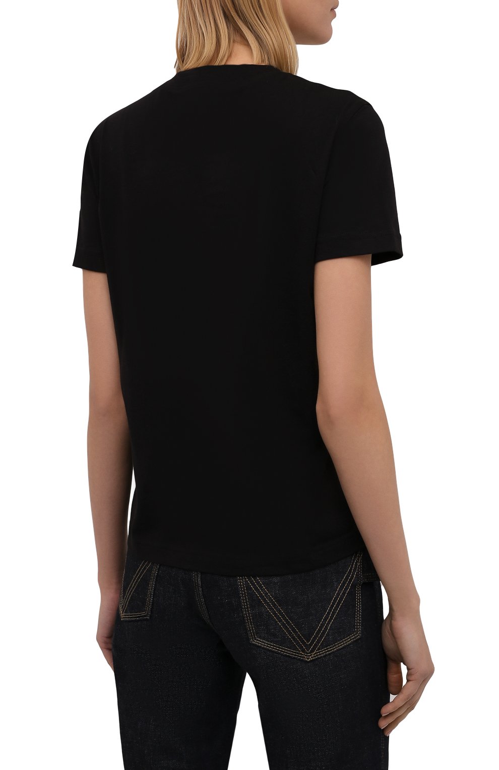 Хлопковая футболка VERSACE JEANS COUTURE черного цвета по цене 18100 руб., арт. 71HAHT07-71DP613 R 23 L0G0 C0L. GLITTER/CJ00T, фото 4 Хлопковая футболка VERSACE JEANS COUTURE, арт. 71HAHT07-71DP613 R 23 L0G0 C0L. GLITTER/CJ00T, фото 4
