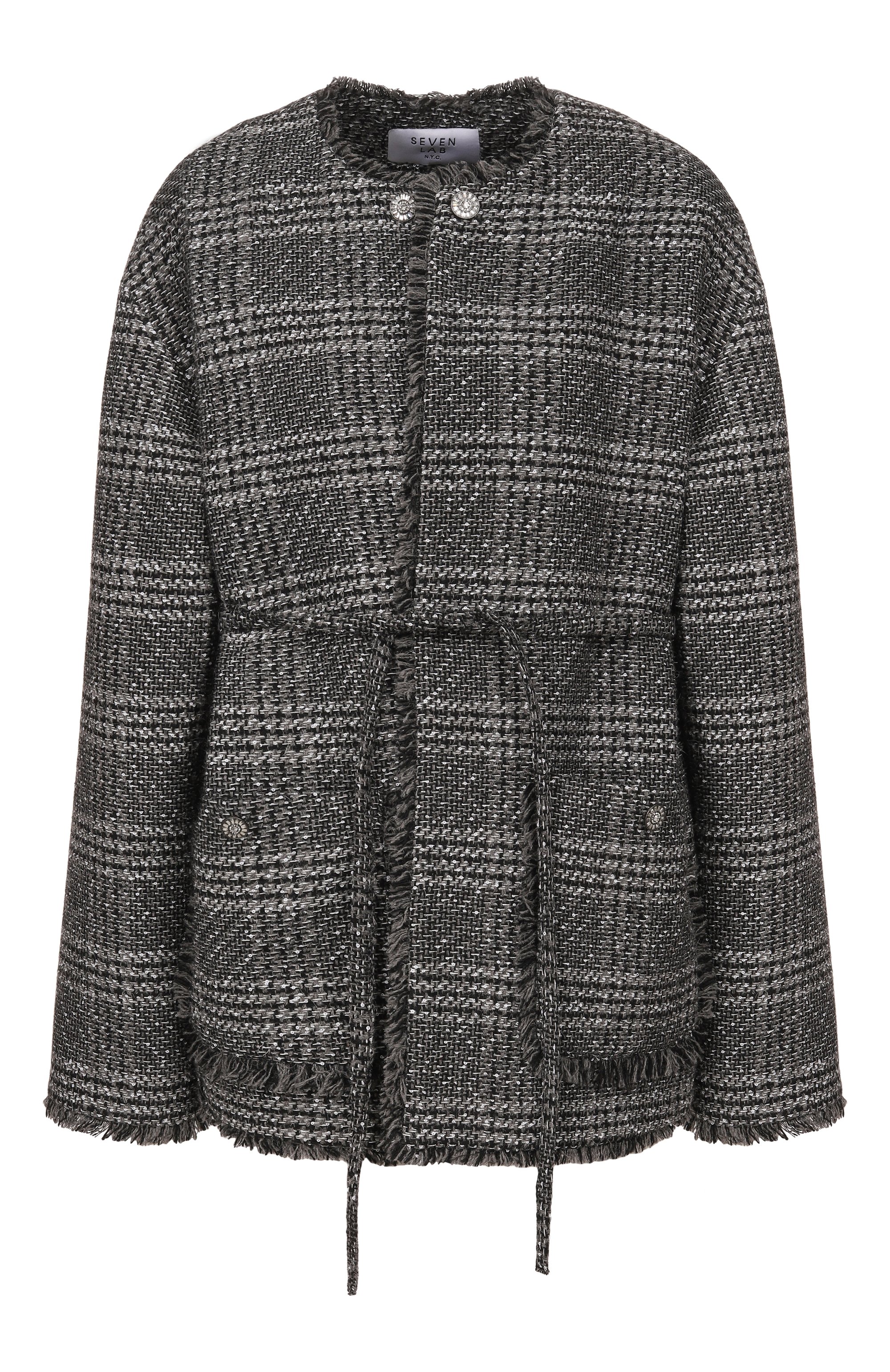 Твидовый жакет SEVEN LAB серого цвета по цене 28980 руб., арт. 225-S-W-10-2M-049, фото 1 Твидовый жакет SEVEN LAB, арт. 225-S-W-10-2M-049, фото 1