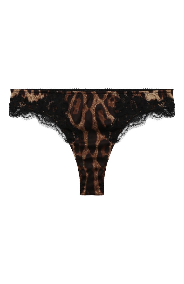 Женские трусы-стринги DOLCE & GABBANA леопардового цвета, арт. 02B50T/0N021 | Фото 1 (Нос: Не проставлено; Материал внешний: Шелк)