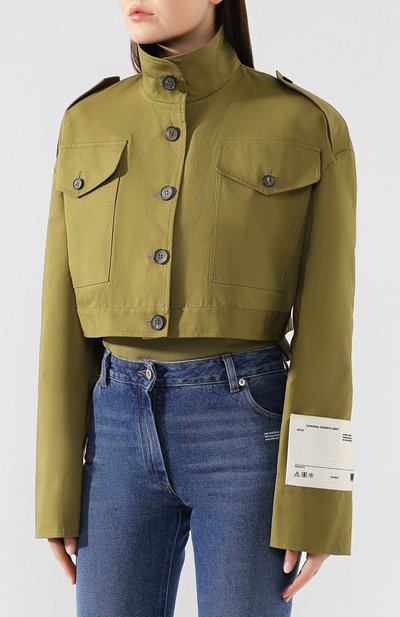 Хлопковая куртка OFF-WHITE хаки цвета по цене 71900 руб., арт. 0WEA112S19C920764301, фото 3 Хлопковая куртка OFF-WHITE, арт. 0WEA112S19C920764301, фото 3
