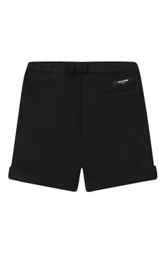 Детские хлопковые шорты BALMAIN черного цвета, арт. BW6619 | Фото 2 (Материал сплава: Проставлено; Нос: Не проставлено; Случай: Повседневный; Материал внешний: Хлопок; Ростовка одежда: 9 мес | 74 см, 18 мес | 86 см, 12 мес | 80 см)