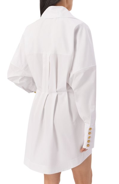 Хлопковое платье-рубашка BALMAIN белого цвета по цене 196500 руб., арт. GF1R9412/CB09, фото 4 Хлопковое платье-рубашка BALMAIN, арт. GF1R9412/CB09, фото 4