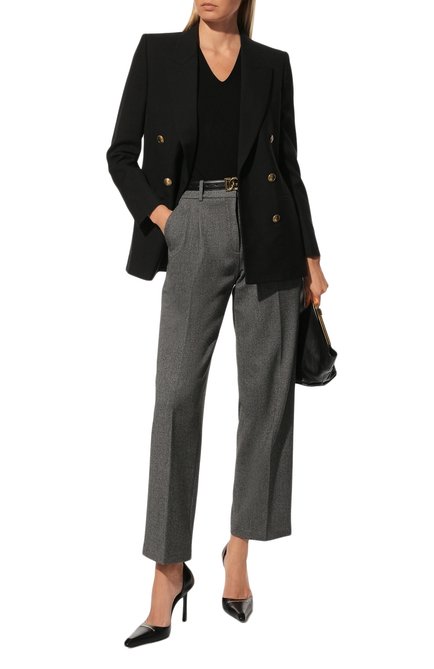 Женская футболка из вискозы и кашемира GIORGIO ARMANI черного цвета, арт. 8NAM94/AJV7Z | Фото 2 (Длина (для топов): Стандартные; Рукава: Короткие; Материал внешний: Вискоза; Материал подклада: Вискоза; Стили: Кэжуэл; Принт: Без принта; Женское Кросс-КТ: Футболка-одежда; Драгоценные камни: Проставлено; Нос: Не проставлено; Материал сплава: Проставлено)
