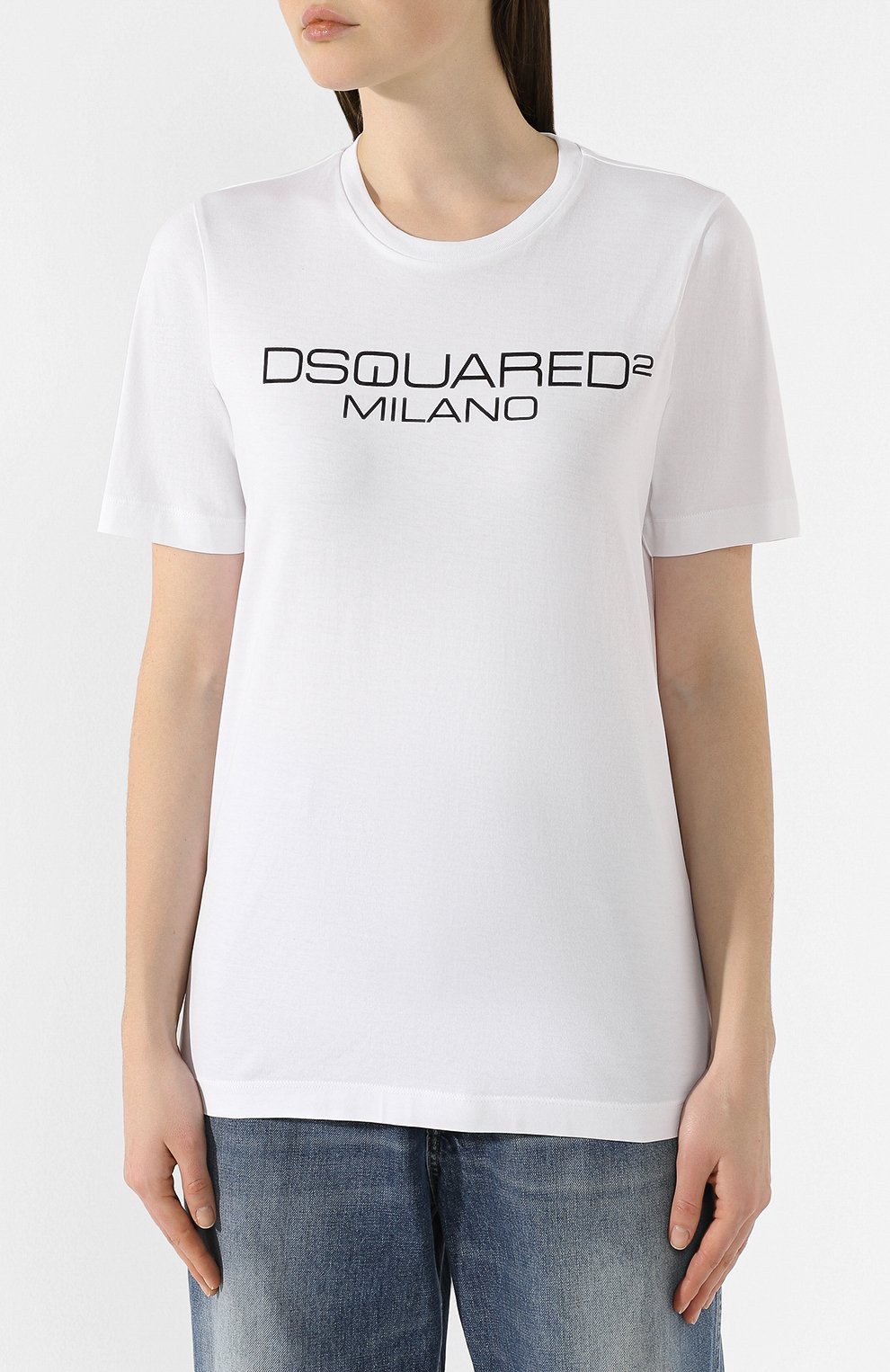 Хлопковая футболка DSQUARED2 белого цвета по цене 19800 руб., арт. S75GD0082/S22844, фото 3 Хлопковая футболка DSQUARED2, арт. S75GD0082/S22844, фото 3