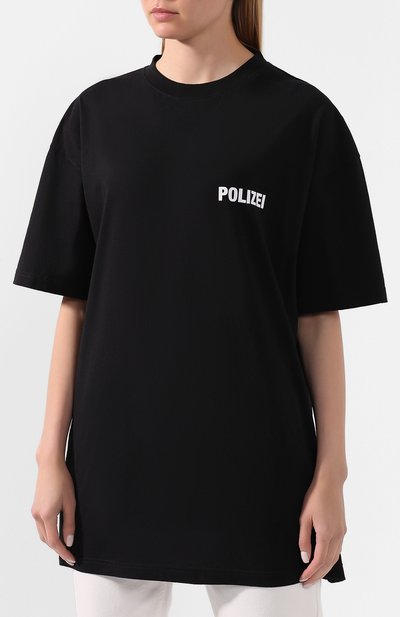 Хлопковая футболка VETEMENTS черного цвета по цене 25850 руб., арт. UAH21TR511 1600/W, фото 3 Хлопковая футболка VETEMENTS, арт. UAH21TR511 1600/W, фото 3