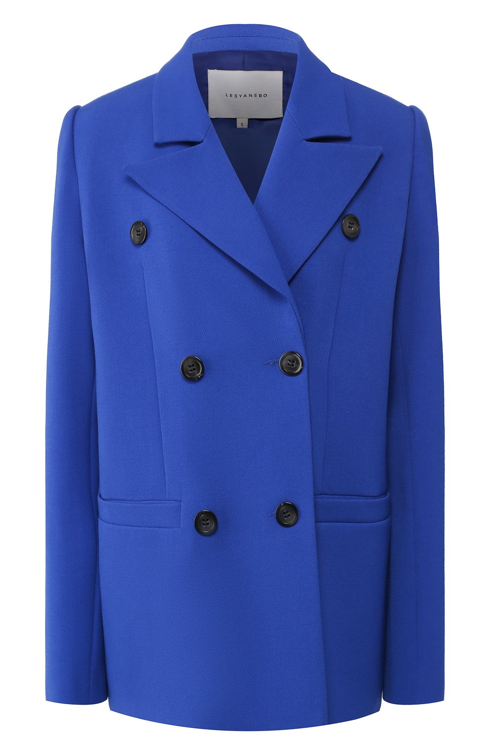 Двубортный жакет LESYANEBO синего цвета по цене 33800 руб., арт. FW19/Н-108, фото 1 Двубортный жакет LESYANEBO, арт. FW19/Н-108, фото 1