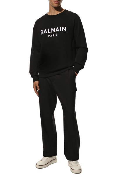 Хлопковый свитшот BALMAIN черного цвета по цене 59150 руб., арт. WH1JQ005/B125, фото 2 Хлопковый свитшот BALMAIN, арт. WH1JQ005/B125, фото 2
