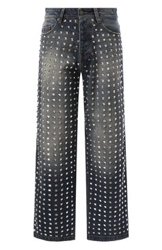Женские джинсы THE KOOPLES синего цвета, арт. FJEA29018J | Фото 1 (Длина (брюки, джинсы): Стандартные; Материал сплава: Проставлено; Драгоценные камни: Проставлено; Силуэт Ж (брюки и джинсы): Прямые; Материал внешний: Деним, Хлопок; Кросс-КТ: Деним; Стили: Гранж; Детали: Декор)