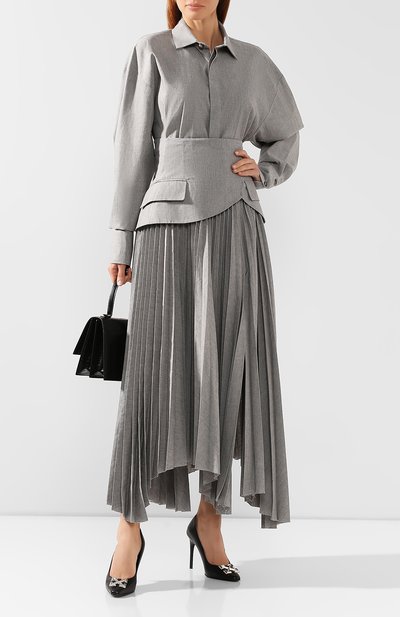 Хлопковая рубашка A.W.A.K.E. MODE серого цвета по цене 49950 руб., арт. AW19.T14, фото 2 Хлопковая рубашка A.W.A.K.E. MODE, арт. AW19.T14, фото 2