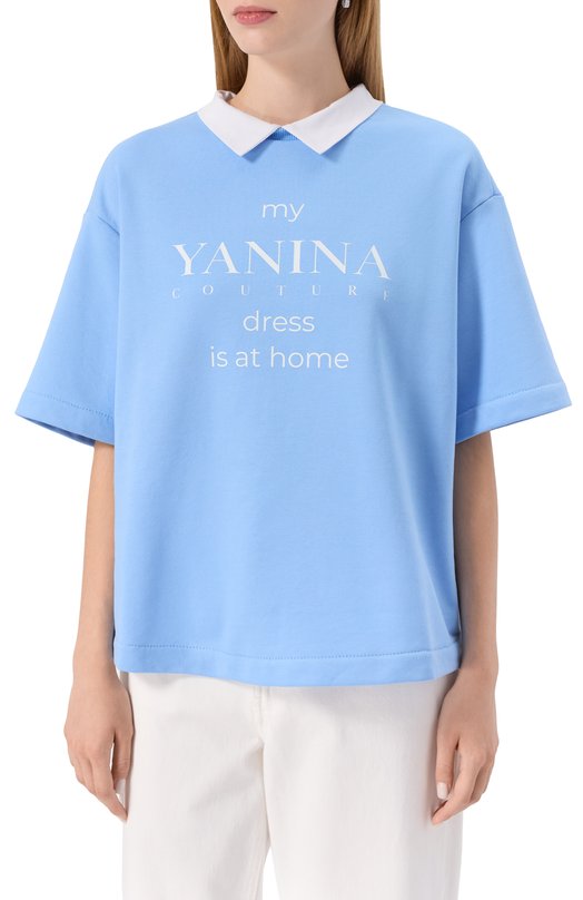 Хлопковая футболка YANINA 0-3073C Голубой  0-3073C Фото 3
