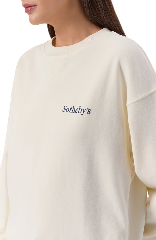 Хлопковый свитшот FRAME x Sotheby's Frame Denim ME25JSS002 Кремовый  ME25JSS002 Фото 5