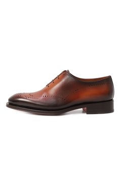 Мужские кожаные оксфорды SANTONI коричневого цвета, арт. MCCG18542MC8HFUL | Фото 4 (Матери�ал внешний: Натуральная кожа; Материал внутренний: Натуральная кожа; Материал сплава: Проставлено; Нос: Не проставлено; Стили: Классический; Мужское Кросс-КТ: Броги-обувь)