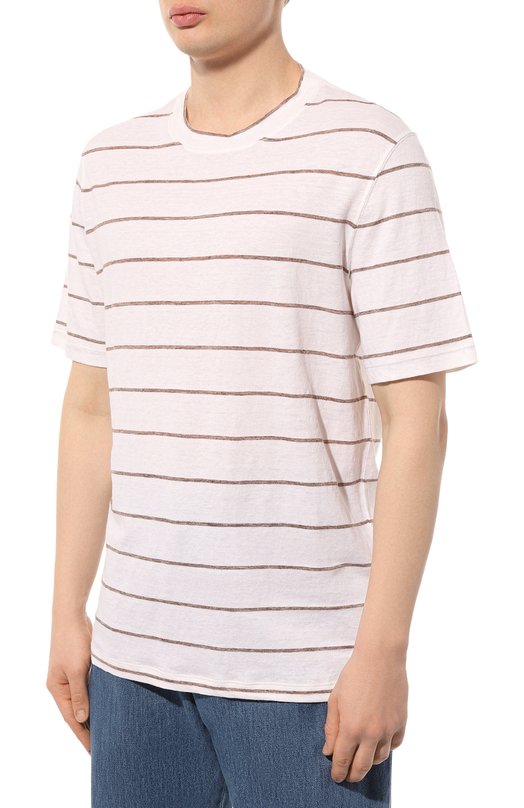 Футболка изо льна и хлопка Brunello Cucinelli MW8341308 Белый  MW8341308 Фото 3