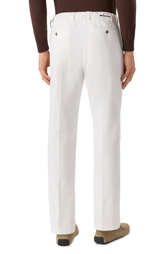 Хлопковые брюки Kiton UFPPERK0100H21 Белый  UFPPERK0100H21 Фото 4