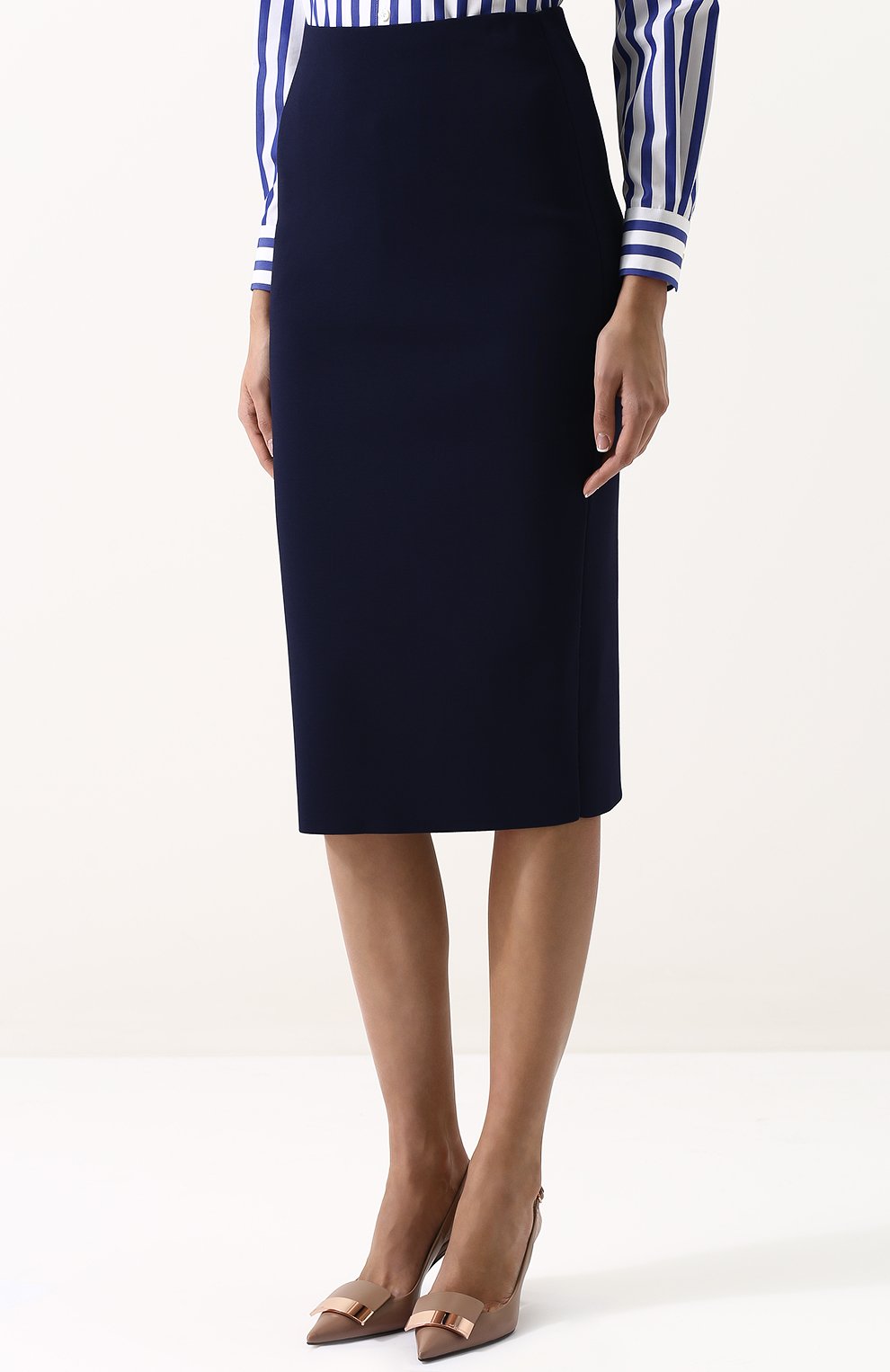 Однотонная юбка-карандаш RALPH LAUREN темно-синего цвета по цене 199500 руб., арт. 290705776, фото 3 Однотонная юбка-карандаш RALPH LAUREN, арт. 290705776, фото 3