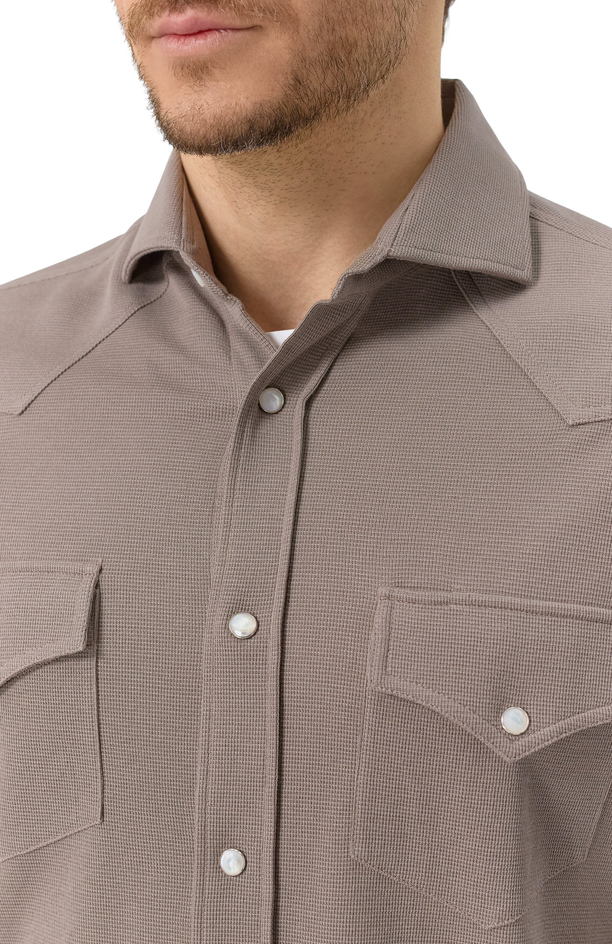 Рубашка из хлопка и шелка BRUNELLO CUCINELLI, арт. MW8666666, фото 5