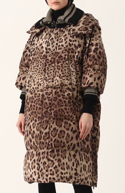 Удлиненный стеганый пуховик с леопардовым принтом DOLCE & GABBANA, арт. 0102/F9A42T/FSM7M, фото 3