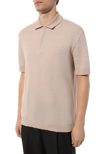 Поло из хлопка и льна ZEGNA, арт. UD372A7/D727, фото 3