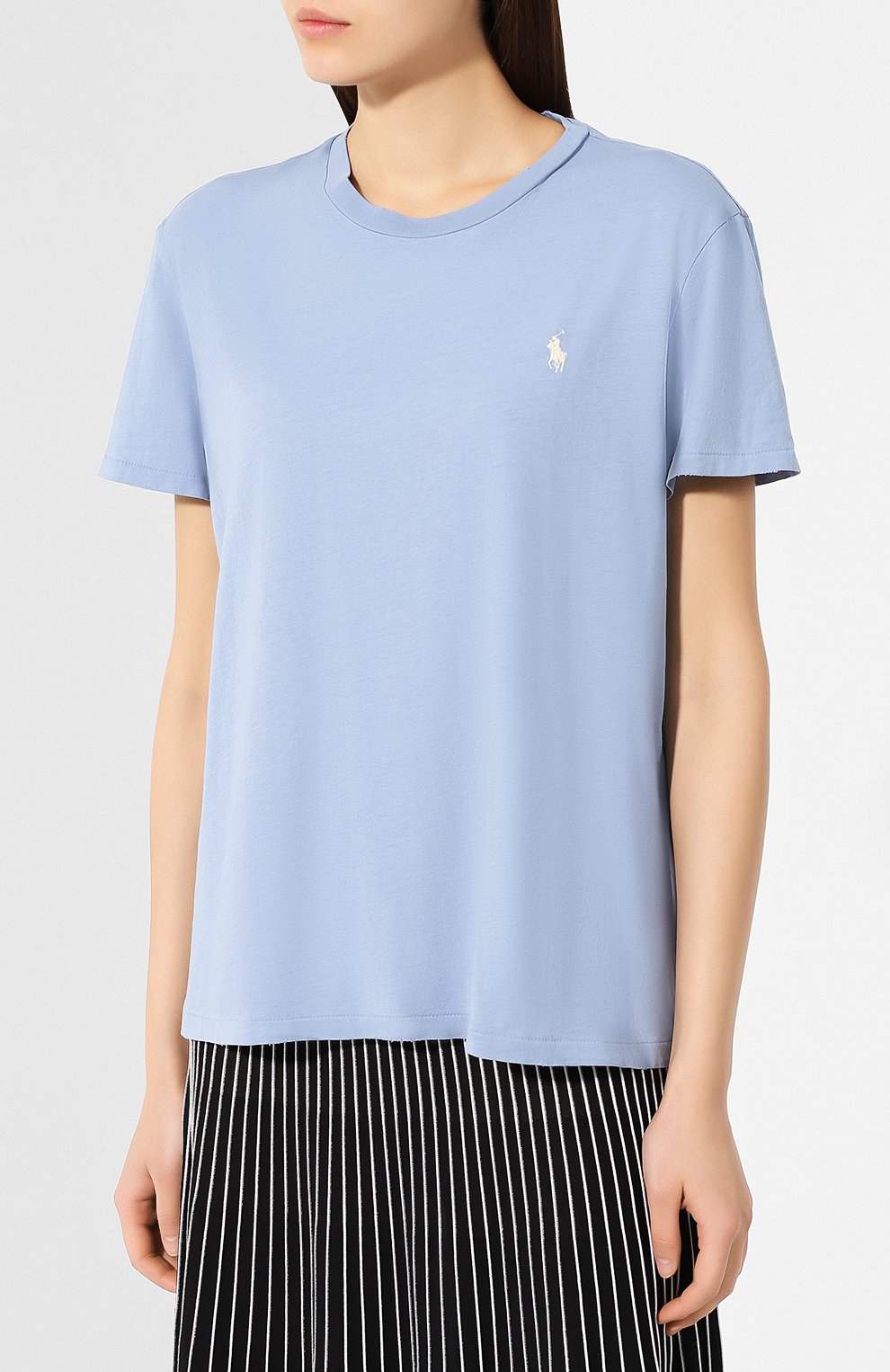 Хлопковая футболка POLO RALPH LAUREN синего цвета по цене 4995 руб., арт. 211706305, фото 3 Хлопковая футболка POLO RALPH LAUREN, арт. 211706305, фото 3