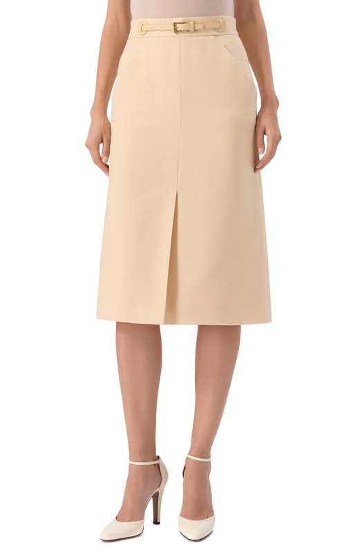 Юбка из шерсти и шелка Valentino 7B3RADM5/1CF Кремовый  7B3RADM5/1CF Фото 3