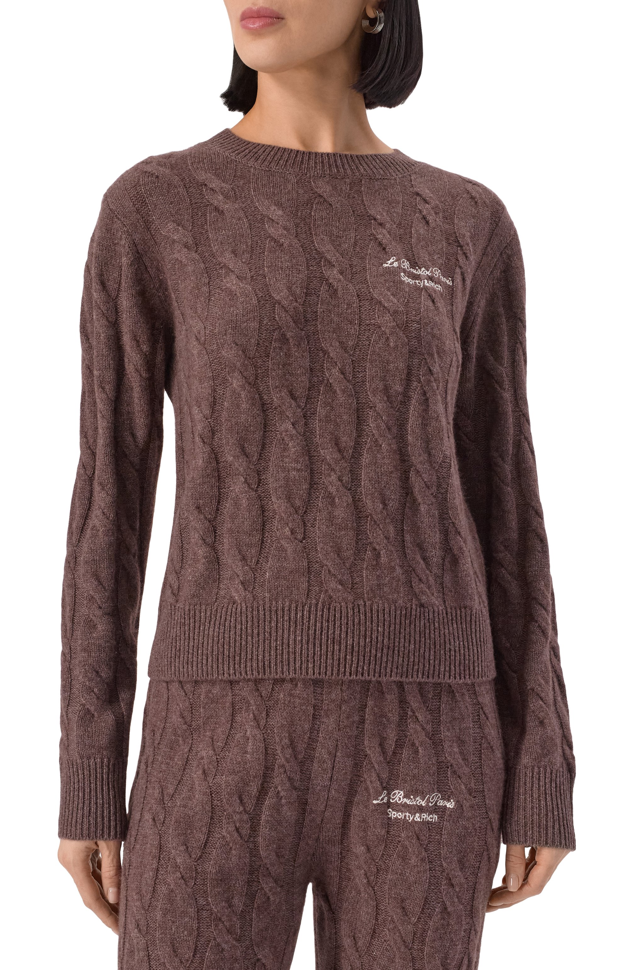 Кашемировый свитер SPORTY AND RICH коричневого цвета по цене 36400 руб., арт. WS066517619BR03, фото 3 Кашемировый свитер SPORTY AND RICH, арт. WS066517619BR03, фото 3