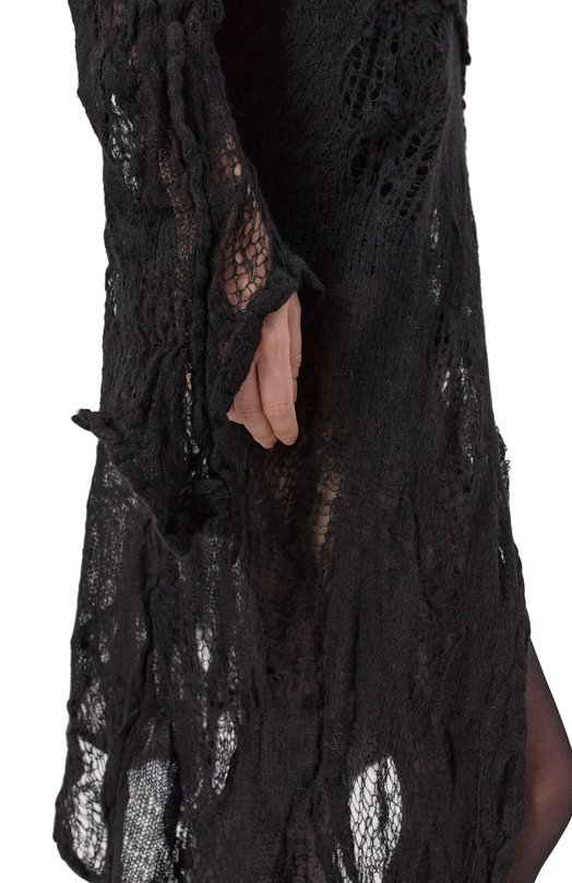 Шерстяное платье Ann Demeulemeester B0013473/KN076 Чёрный  B0013473/KN076 Фото 4