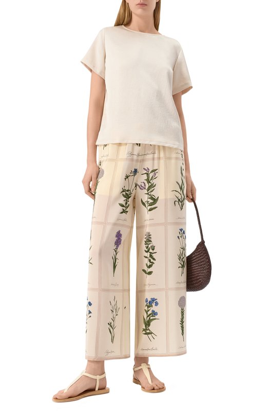 Шелковые брюки Weekend Max Mara L0RY Кремовый  L0RY Фото 2