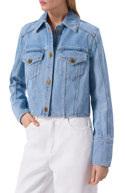 Джинсовая куртка Balmain GF1TC215/DG11 Голубой  GF1TC215/DG11 Фото 3