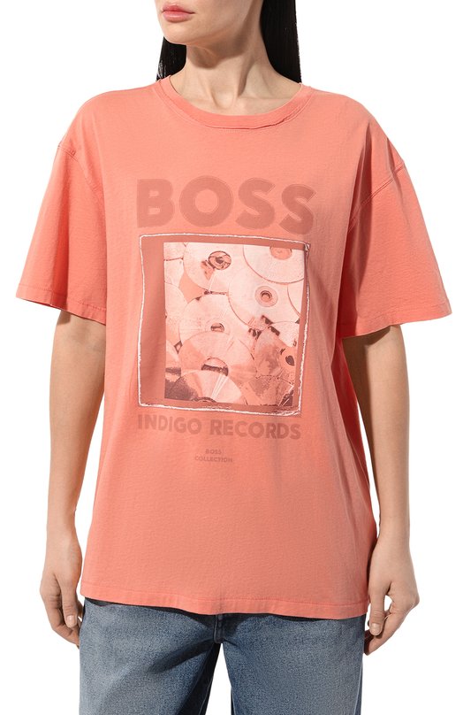 Хлопковая футболка BOSS Orange 50506970 Розовый  50506970 Фото 3