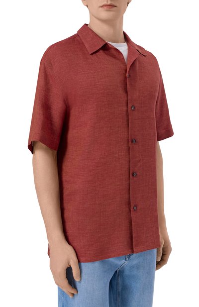 Льняная рубашка BRIONI красного цвета по цене 73150 руб., арт. SCFR0L/P9111, фото 3 Льняная рубашка BRIONI, арт. SCFR0L/P9111, фото 3