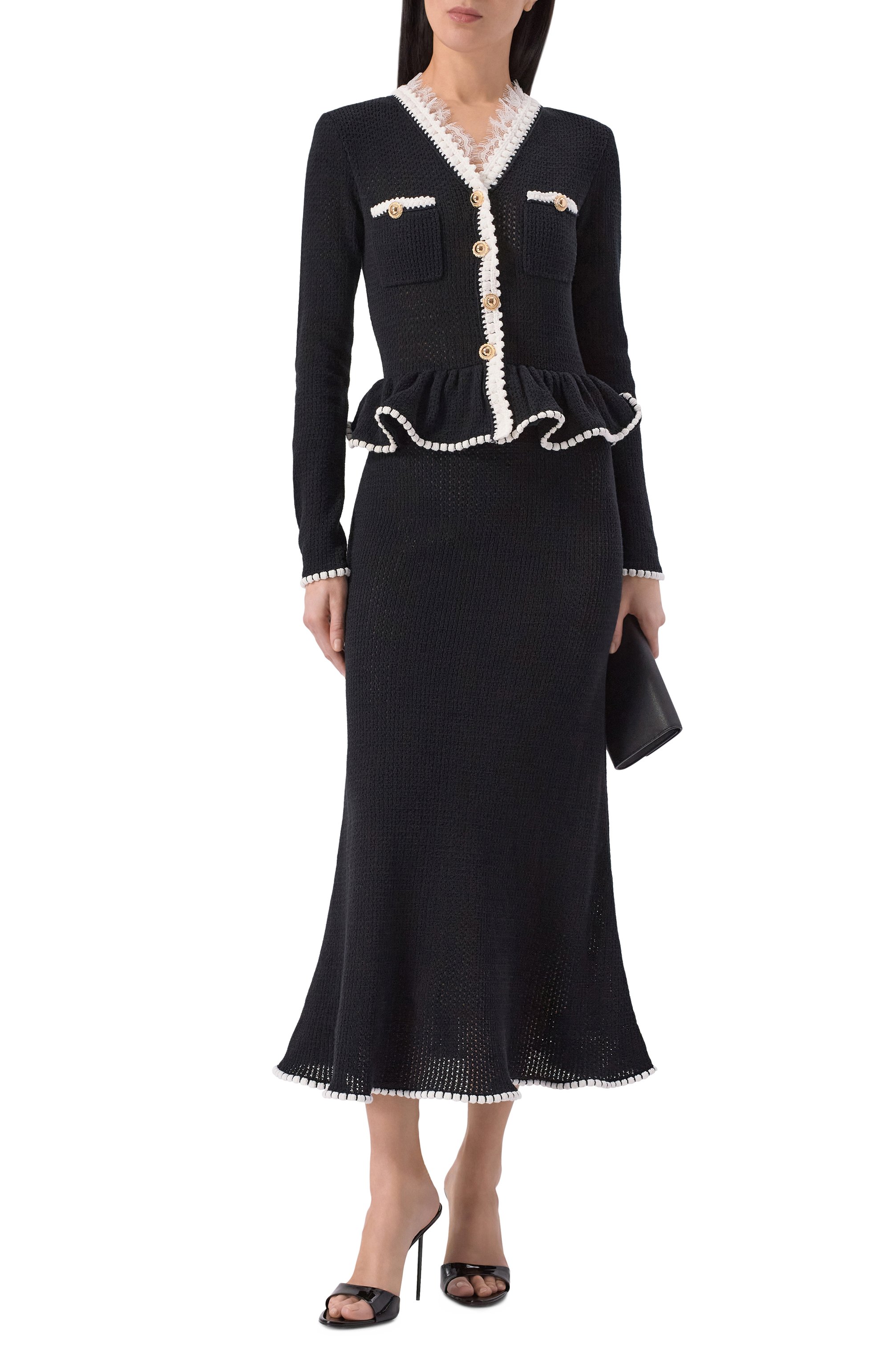 Платье из хлопка и льна SELF-PORTRAIT, арт. SS26086MB, фото 2