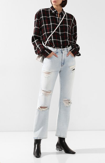 Джинсы с потертостями OFF-WHITE голубого цвета по цене 73950 руб., арт. 0WYA012F197730647101, фото 2 Джинсы с потертостями OFF-WHITE, арт. 0WYA012F197730647101, фото 2