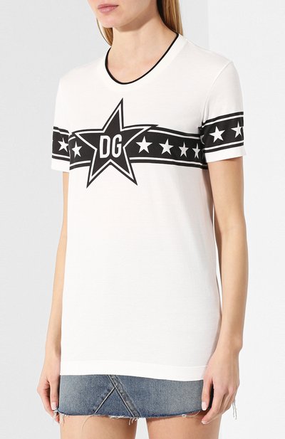 Хлопковая футболка DOLCE & GABBANA белого цвета по цене 46400 руб., арт. F8L91T/FI7K9, фото 3 Хлопковая футболка DOLCE & GABBANA, арт. F8L91T/FI7K9, фото 3