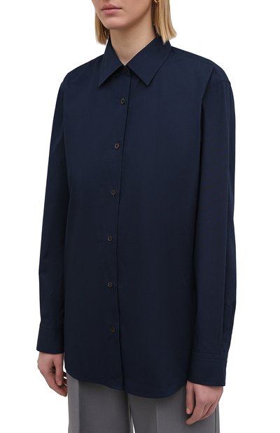 Хлопковая рубашка DRIES VAN NOTEN темно-синего цвета по цене 32050 руб., арт. 211-10779-2017, фото 3 Хлопковая рубашка DRIES VAN NOTEN, арт. 211-10779-2017, фото 3