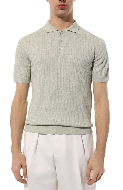 Поло изо льна и хлопка GRAN SASSO светло-зеленого цвета по цене 25600 руб., арт. 57118/18641, фото 3 Поло изо льна и хлопка GRAN SASSO, арт. 57118/18641, фото 3