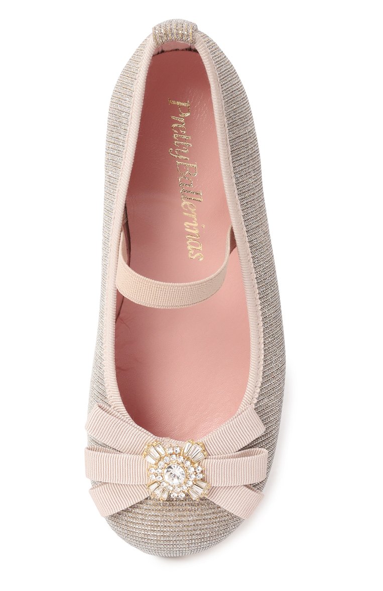 Детские туфли PRETTY BALLERINAS золотого цвета, арт. 50766 | Фото 4 (Материал внутренний: Натуральная кожа, Резина; Материал сплава: Проставлено; Материал внешний: Текстиль)