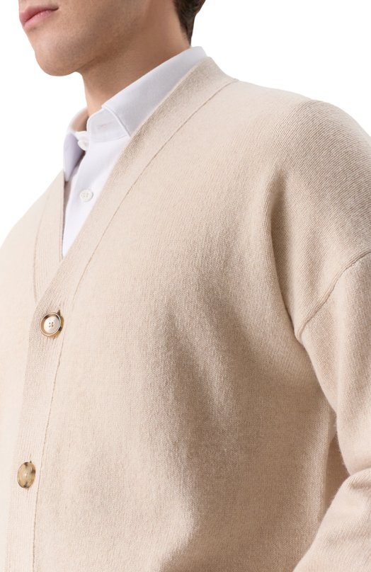 Шерстяной кардиган BOSS 50555120 Кремовый  50555120 Фото 5