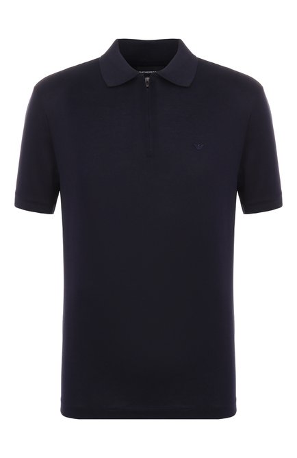 Мужское поло EMPORIO ARMANI темно-синего цвета, арт. EM001082/AF10017 | Фото 1 (Длина (для топов): Стандартные; Материал внешний: Растительное волокно, Лиоцелл, Хлопок; Рукава: Короткие; Автоматизация ТО: Проставлено; Автоматизация состава: Проставлено)