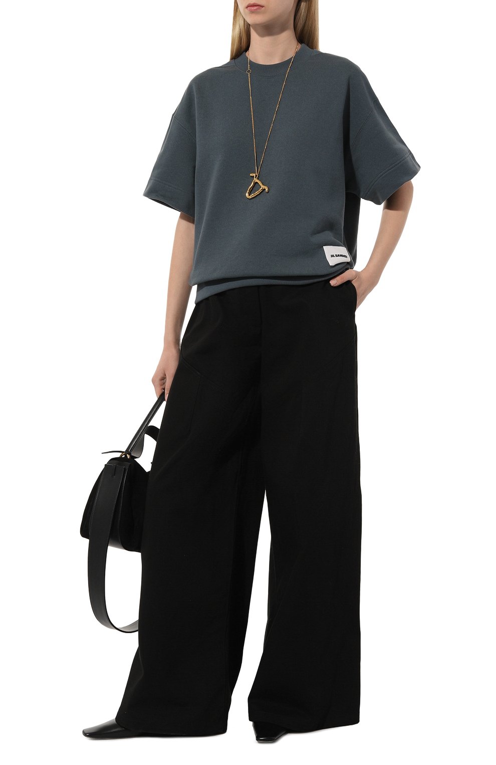 Хлопковая футболка JIL SANDER синего цвета по цене 46400 руб., арт. J40GC0105/J20039, фото 2 Хлопковая футболка JIL SANDER, арт. J40GC0105/J20039, фото 2