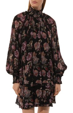 Женское платье из вискозы THE KOOPLES черного цвета, арт. FR0B29069K | Фото 3 (Материал сплава: Проставлено; Материал внешний: Вискоза; Длина Ж (юбки, платья, шорты): Мини; Рукава: Длинные; Драгоценные камни: Проставлено; Женское Кросс-КТ: Платье-одежда; Случай: Повседневный; Стили: Романтичный)